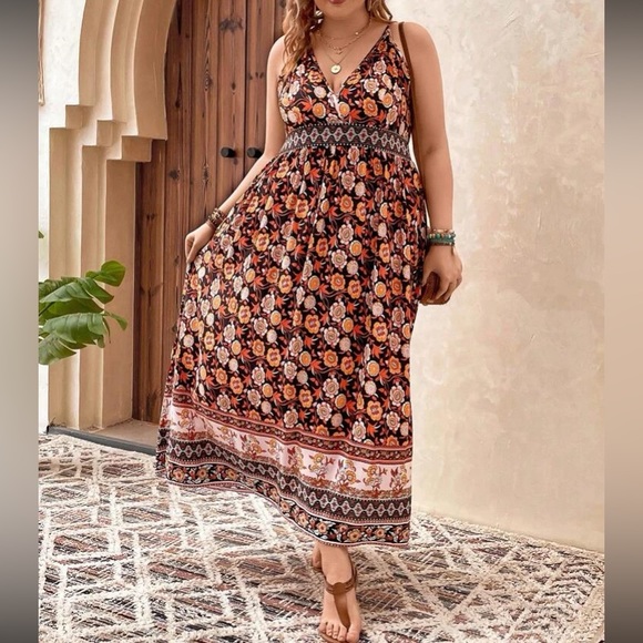 Boho floral print backless cami dress - Picture 7 of 11